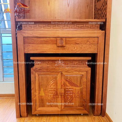 Mẫu bàn thờ đứng tủ thờ chung cư hiện đại gỗ hương đá BTD2028