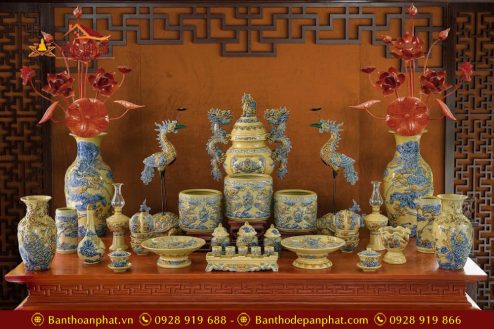 Bộ đồ thờ gốm sứ cao cấp GS720