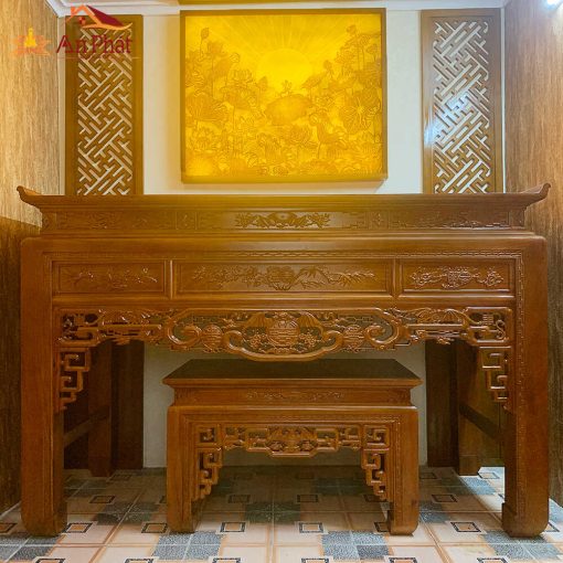 Mẫu bàn thờ gia tiên gỗ gõ đỏ BTD2095