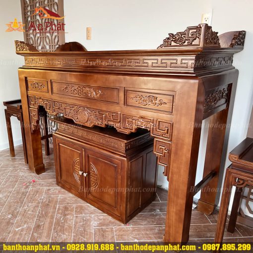 Tủ thờ gia tiên kết hợp vách ngăn đồng bộ