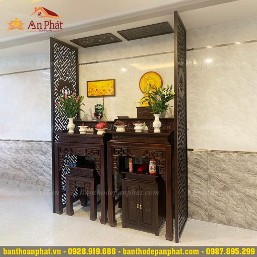 Tủ thờ Phật kết hợp bàn thờ gia tiên gỗ gụ