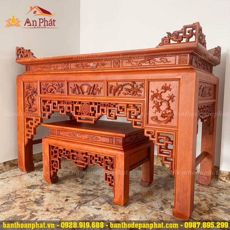 Án gian thờ gỗ hương đục tứ quý cao cấp