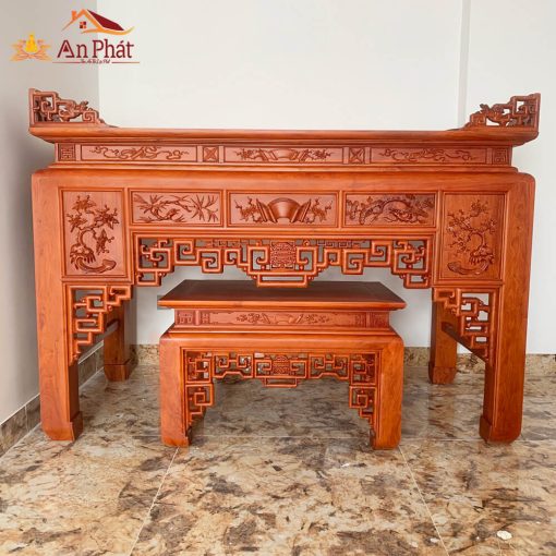 Bàn thờ gỗ hương đục tứ quý cao cấp