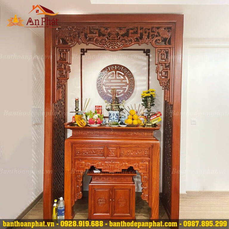 Tủ thờ gia tiên kèm vách ngăn đẹp