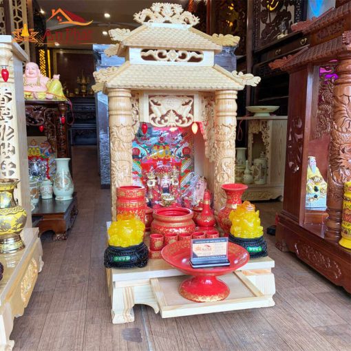 Bàn thờ ông địa thần tài mái chùa chạm trổ cao cấp đồ thờ đẹp