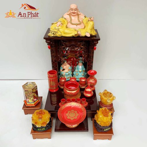 Bàn thờ ông địa thần tài mái bằng đồ thờ cao cấp TT652 2 Bộ bàn thờ thần tài ông địa mái bằng hiện đại đẹp