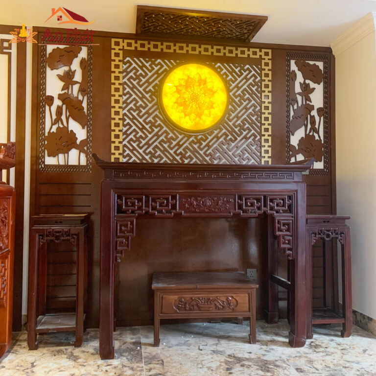 Án gian thờ phật kết hợp vách trang trí
