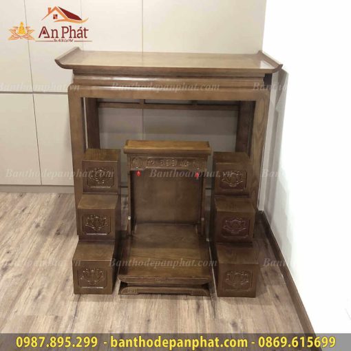 Bộ bàn thờ thần tài ông địa mái bằng hiện đại, kệ thờ, bục tam cấp