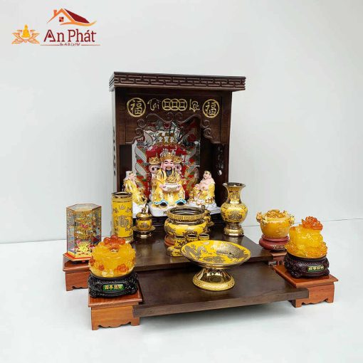 Bàn thờ thần tài ông địa mái bằng (Tài Lộc) hiện đại TT645 2 Bàn thờ thổ địa thần tài giá rẻ màu gụ