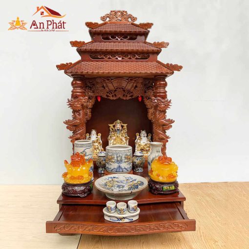 Bộ bàn thờ thần tài thổ địa 3 mái chùa đồ thờ men rạn