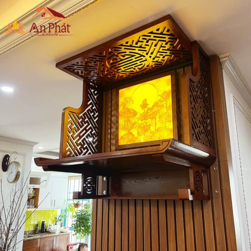 Trang thờ đẹp kết hợp tranh trúc chỉ phòng thờ đẳng cấp