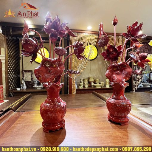 Bình gỗ hoa sen giá rẻ đẹp mẫu BH3002