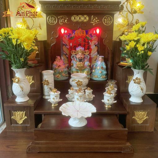 Bộ bàn thờ thần tài ông địa mái bằng hiện đại, kệ thờ, bục tam cấp TT632 6 Mẫu bàn thờ ông địa thần tài giá rẻ