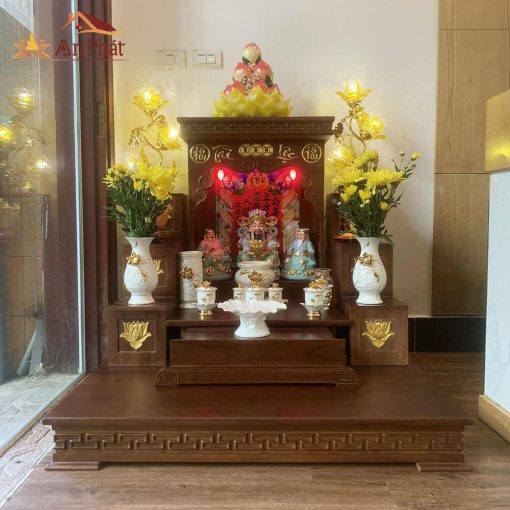 Bộ bàn thờ thần tài ông địa mái bằng hiện đại, kệ thờ, bục tam cấp TT632 5 Bộ bàn thờ ông địa thần tài hiện đại đơn giản