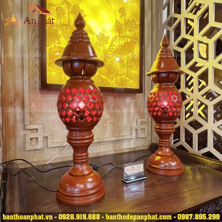 Đèn thờ gỗ hương trang trí phòng thờ đẹp