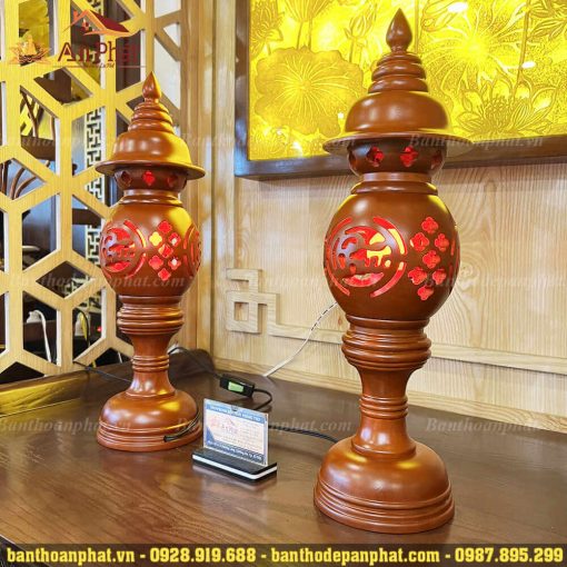 Đèn thờ cúng hình quả dứa màu vàng cánh dán