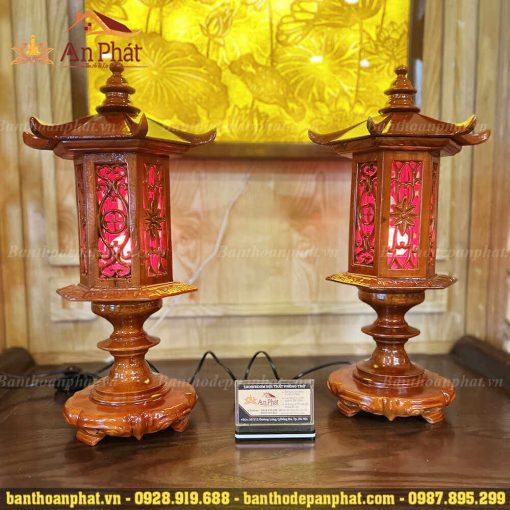 Đèn thờ gỗ hương trang trí phòng thờ đẹp