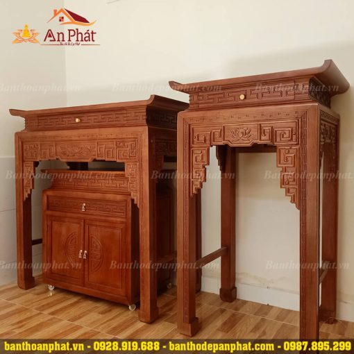 Tủ bàn thờ gia tiên kết hợp thờ Phật trang trọng