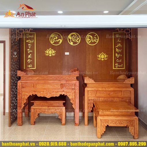 Không gian phòng thờ đẹp gỗ hương sang trọng