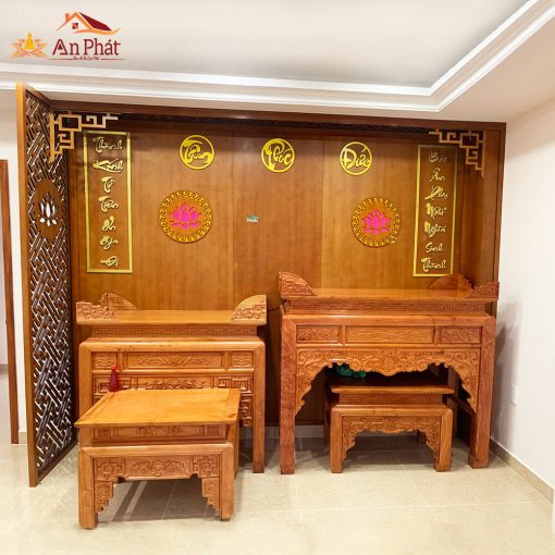 Không gian phòng thờ đẹp gỗ hương sang trọng
