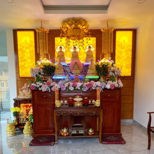 Không gian phòng thờ đẹp hiện đại gỗ hương