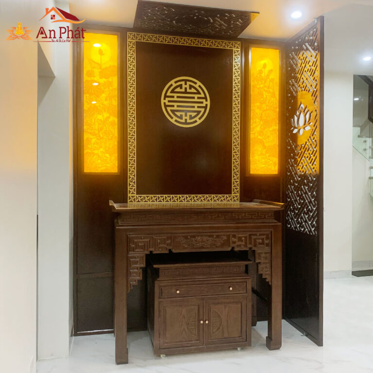 Không gian phòng thờ gia tiên thiết kế hiện đại, trang nghiêm