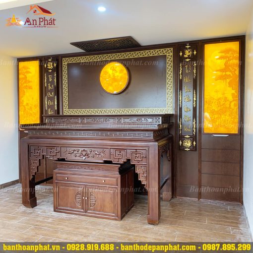 Thiết kế không gian phòng thờ gỗ gụ cao cấp