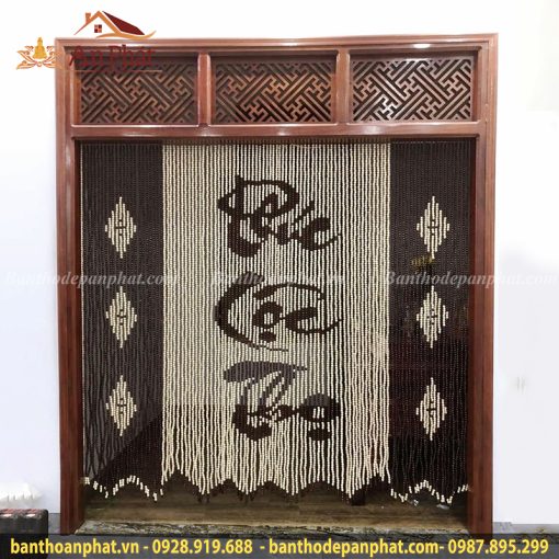Mành rèm hạt gỗ mẫu chữ Phúc quả Trám RT2075