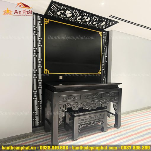 Mẫu bàn thờ - án gian thờ kết hợp vách ngăn cnc đồng bộ