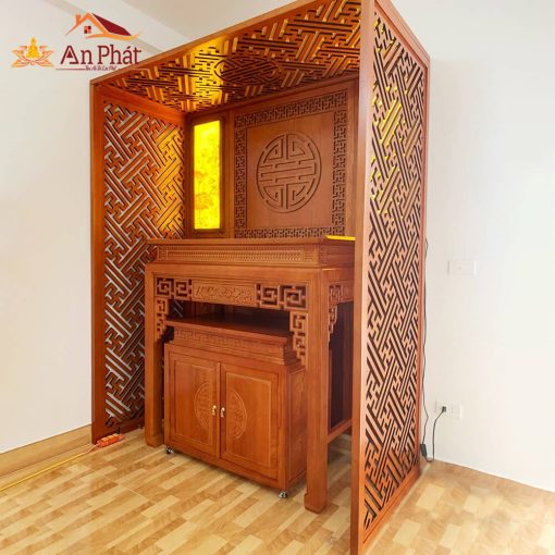 Mẫu bàn thờ đẹp thiết kế hiện đại gỗ hương