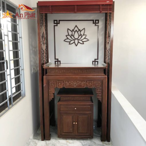 Mẫu tủ bàn thờ gia tiên gỗ sồi