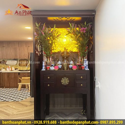 Rèm bàn thờ đẹp bằng vải Laze xuyên sáng