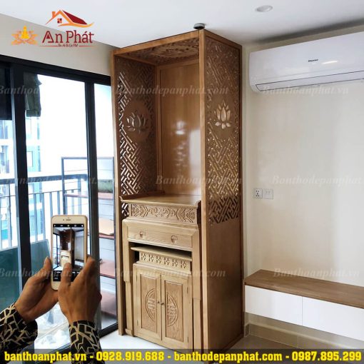 Tủ thờ chung cư hiện đại gỗ sồi