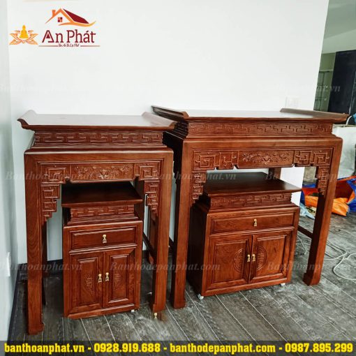 Tủ thờ gia tiên kết hợp bàn thờ Phật đẹp