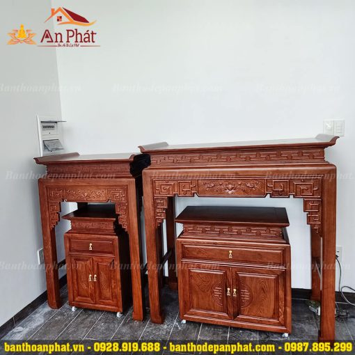 Mẫu bàn thờ gia tiên kết hợp tủ thờ Phật đẹp
