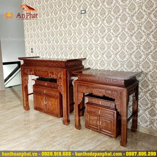 Tủ thờ gia tiên kết hợp bàn thờ Phật đẹp