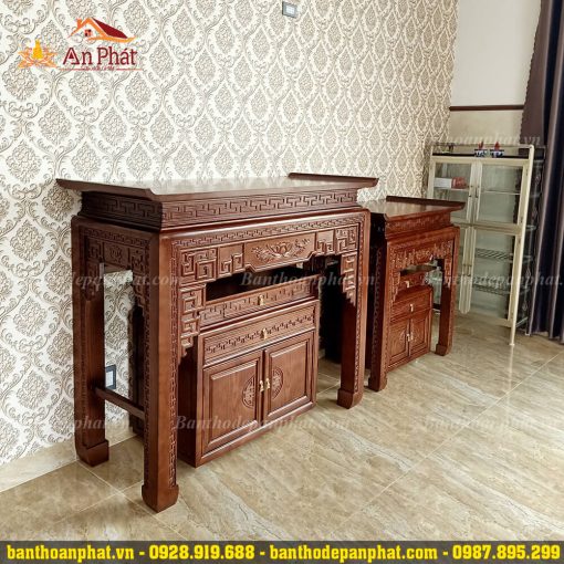 Mẫu bàn thờ gia tiên kết hợp tủ thờ Phật đẹp