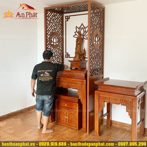 Tủ thờ Phật kết hợp bàn thờ gia tiên gỗ gõ