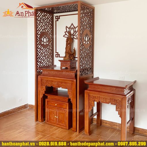 Bàn thờ Phật kết hợp bàn thờ gia tiên gỗ gõ