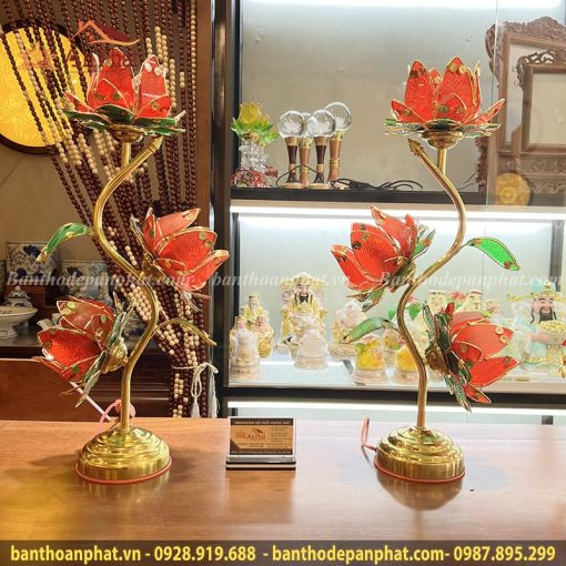 Bộ đèn thờ cúng hoa sen 3 nhánh DT861
