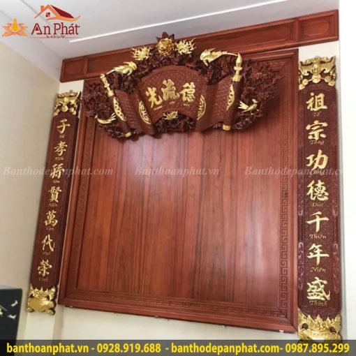 Bộ cuốn thư câu đối gỗ dát vàng cao cấp CT3035