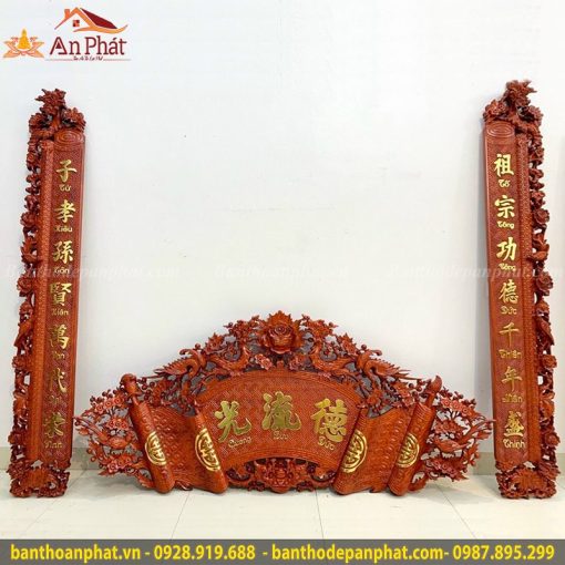 Bộ cuốn thư câu đối thờ gia tiên gỗ hương CT3026