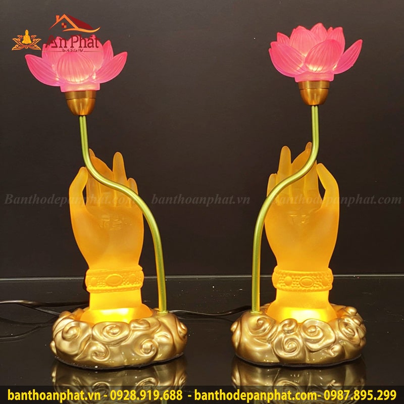 Bộ đèn thờ đẹp nhất tay Phật liên hoa DT858