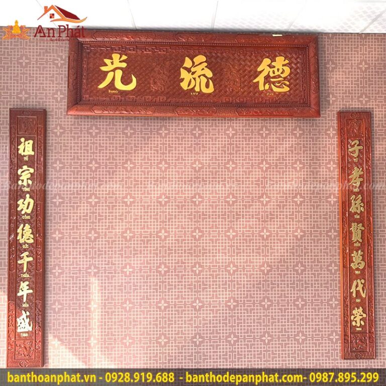Bộ Hoành Phi Câu Đối Phòng Thờ Đẹp Gỗ Hương đỏ CT3048