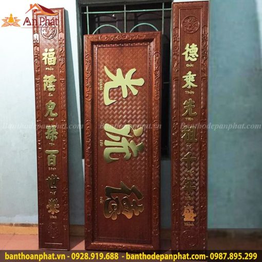 Bộ Hoành Phi câu Đối thờ gia tiên bằng gỗ mít CT3027