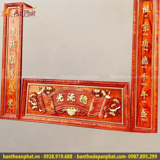 Hoành phi câu đối gỗ hương gian thờ mẫu CT3050