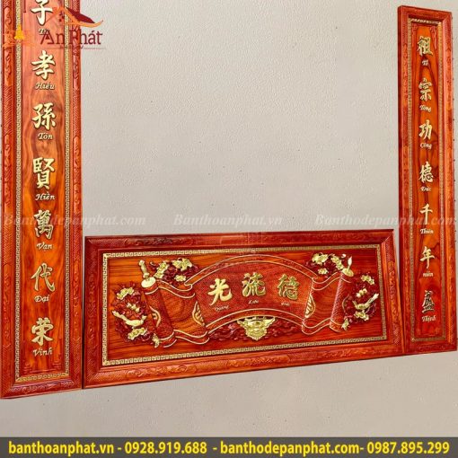 Hoành phi câu đối gỗ hương gian thờ mẫu CT3050