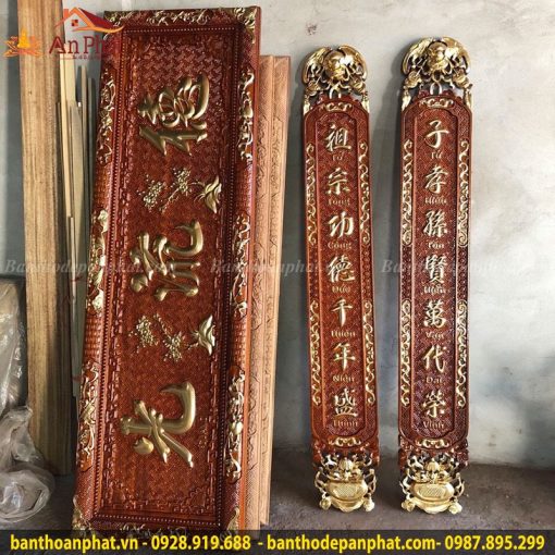 Cuốn thư câu đối gỗ mít mẫu CT3018