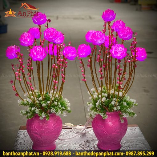 Đèn bàn thờ mẫu sen hồn 9 bông DT888