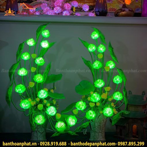 Đèn led hoa sen 13 bông trang trí bàn thờ mẫu DT911